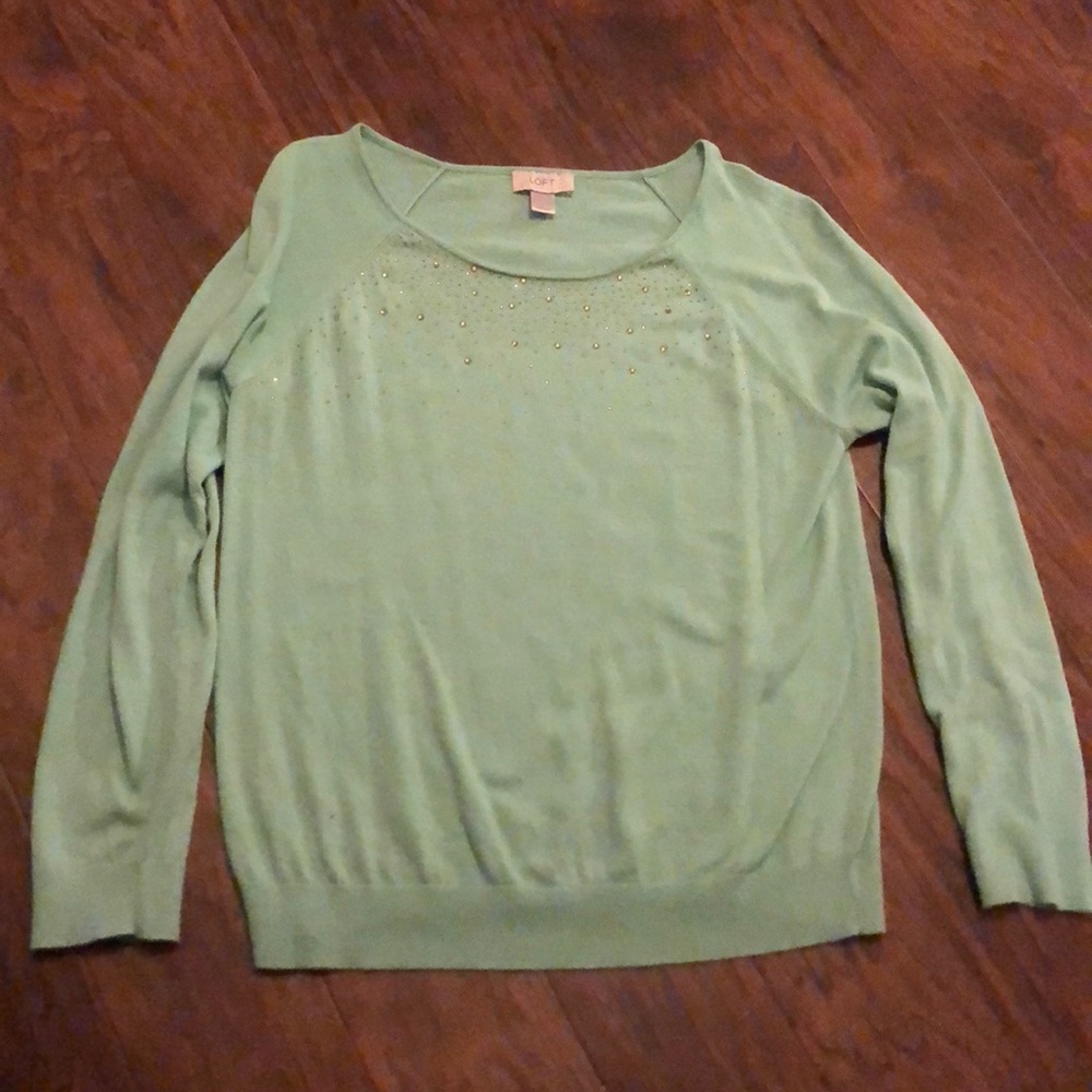 Loft - Mint Sweater with Gold Detail